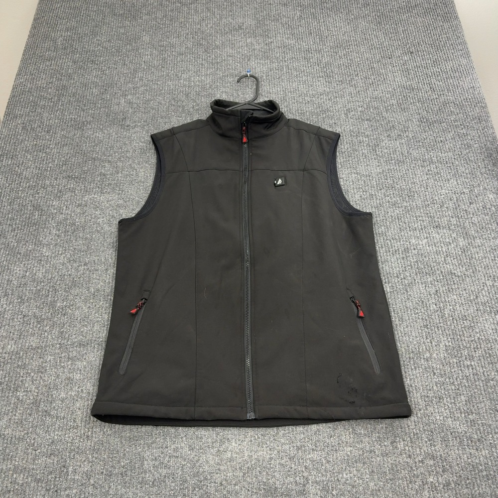 ActionHeat Vest Mens Large Black Polyester Spandex Heated Full Zip Mock Untested